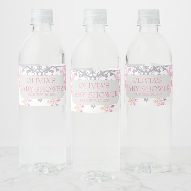 A little Snowflake baby shower Water Bottle Label (Bottles)