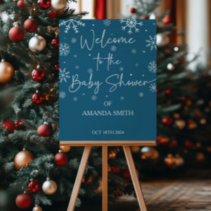 A Little Snowflake Baby Shower Welcome Poster