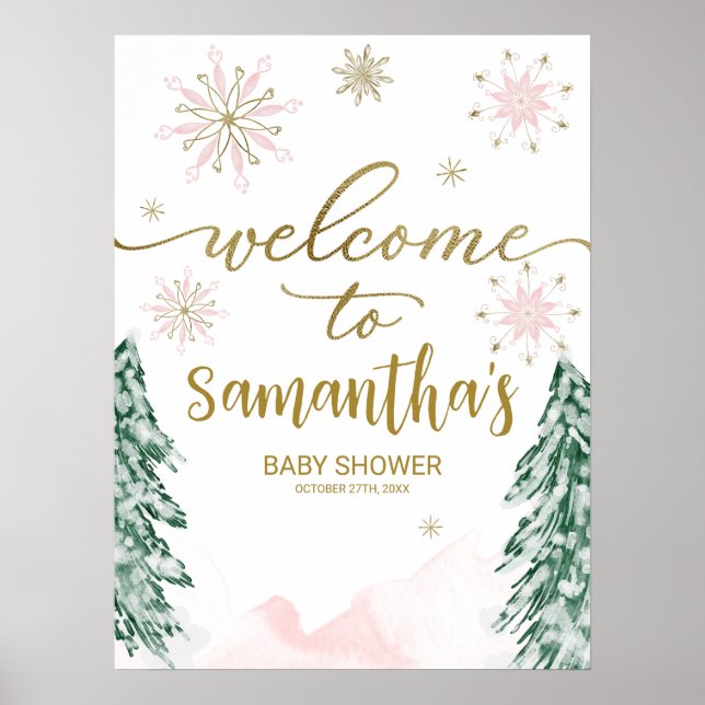 A little Snowflake Baby Shower Welcome Sign (Front)