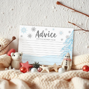 A little snowflake Blue Baby Shower Advice Cards