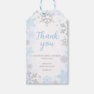 A Little Snowflake Blue Baby Shower Favour Tags