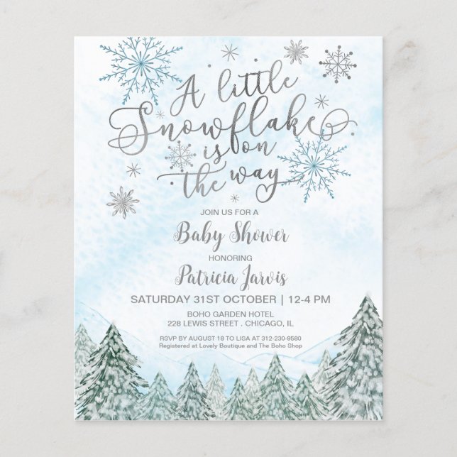 A little Snowflake Blue Baby Shower Invitation (Front)