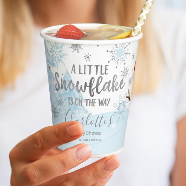 A little snowflake Blue Baby Shower Paper Cups (Creator Uploaded)