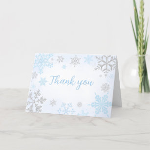 A Little Snowflake Blue Baby Shower  Thank You Card