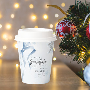 A little Snowflake Blue Bow Glitter Baby Shower Paper Cups