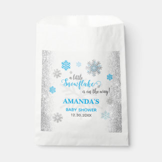 A Little Snowflake Blue Silver Winter Baby Shower Favour Bags