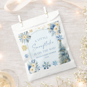A Little Snowflake Blue Winter Baby Shower Favour Bags
