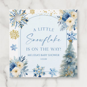 A Little Snowflake Blue Winter Baby Shower Favour Tags