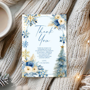 A Little Snowflake Blue Winter Baby Shower Thank You Card