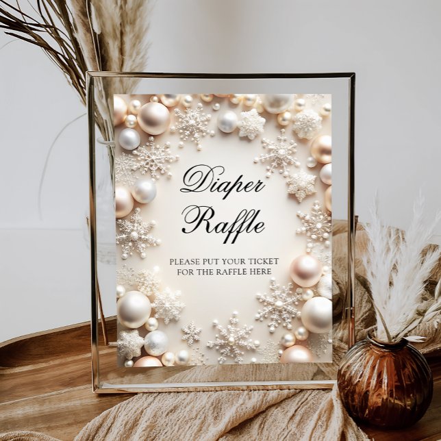 A Little Snowflake Boho Baby Shower Diaper Raffle Poster (Creator Uploaded)