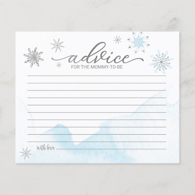 A little snowflake Budget Baby Shower Advice Cards (Front)