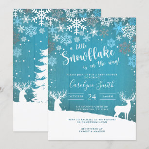 A Little Snowflake Christmas Baby shower Invitatio Invitation
