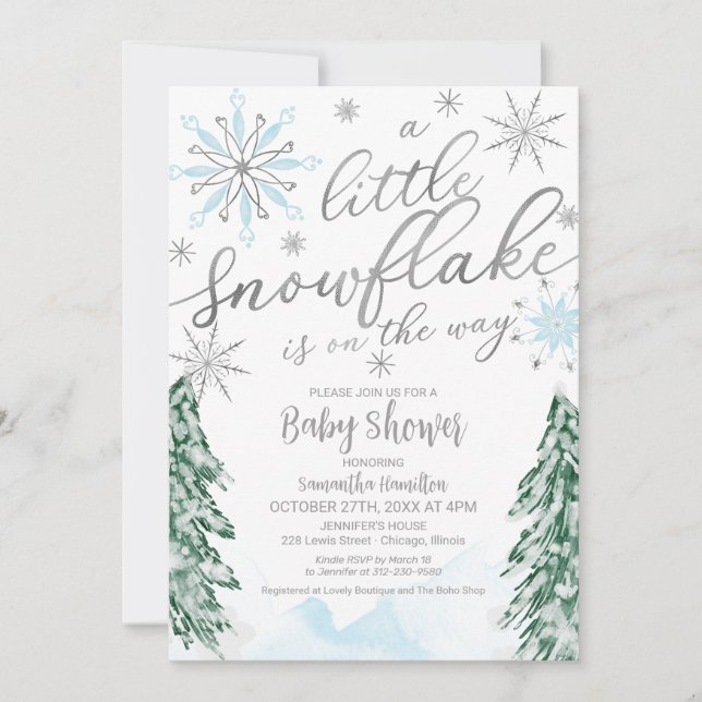 A little snowflake Christmas Winter Baby Shower Invitation (Front)