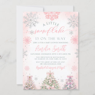 A Little Snowflake Girl Winter Baby Shower Invitation