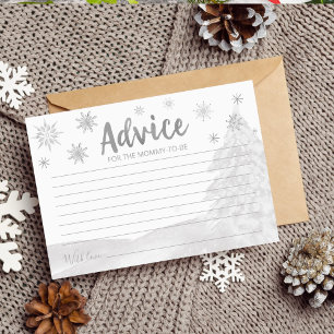 A little snowflake Grey Baby Shower Advice Cards