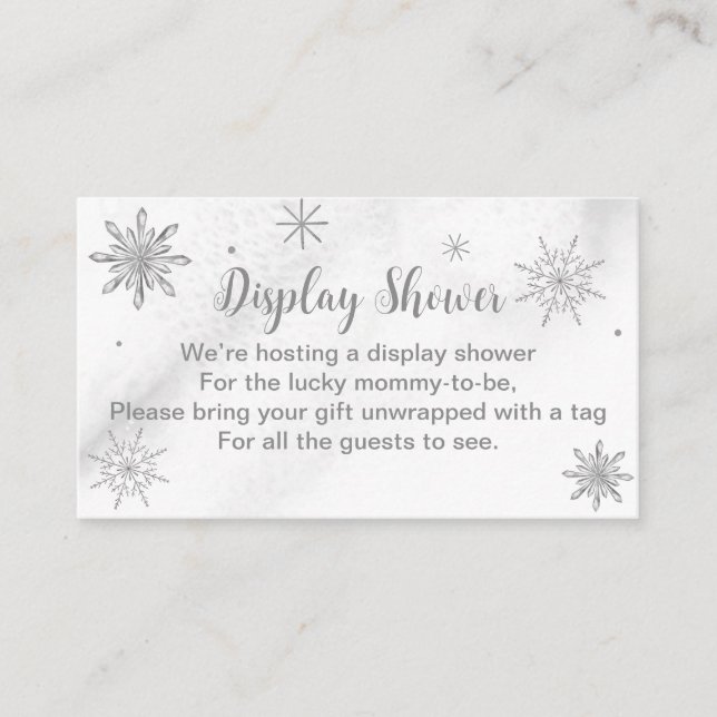 A little Snowflake Grey Baby Shower Enclosure Card (Front)