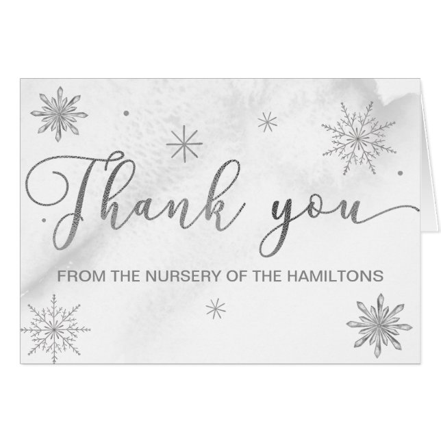 A little Snowflake Grey Baby Shower Thank You (Front Horizontal)