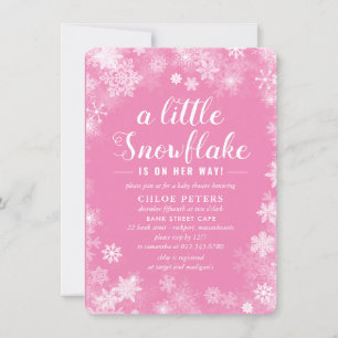 A Little Snowflake is on Her Way Girl Baby Shower Invitation