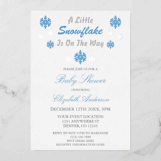 A Little Snowflake Is On The Way Baby Shower (Front)