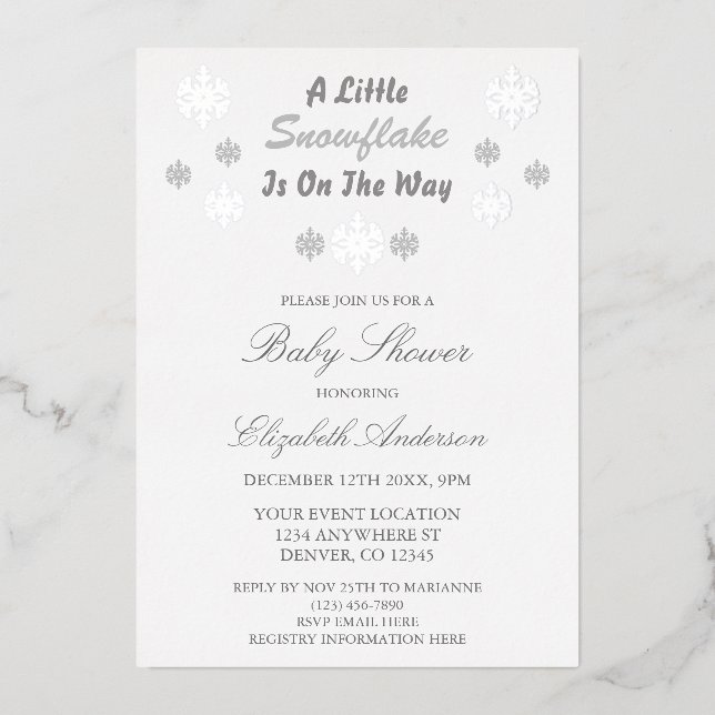 A Little Snowflake Is On The Way Baby Shower (Front)