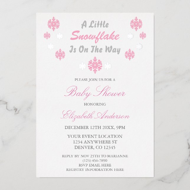 A Little Snowflake Is On The Way Baby Shower (Front)