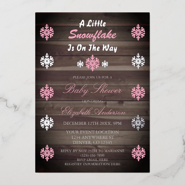 A Little Snowflake Is On The Way Baby Shower (Front)