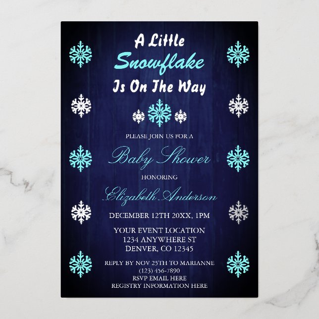 A Little Snowflake Is On The Way Baby Shower (Front)