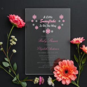 A Little Snowflake Is On The Way Baby Shower Acrylic Invitations