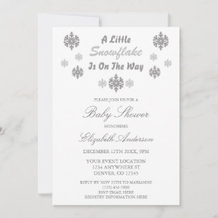 A Little Snowflake Is On The Way Baby Shower Invitation