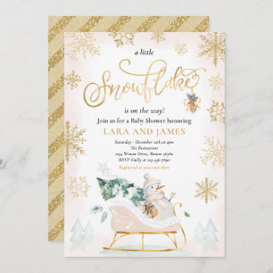 A Little Snowflake Is On The Way Baby Shower Invitation