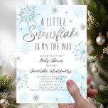 A little snowflake is on the way baby shower invitation<br><div class="desc">Adorable calligraphy with snowflakes,  winter-themed baby shower invitations. Easy to personalise with your details. Check the collection to find matching items as enclosure cards.</div>