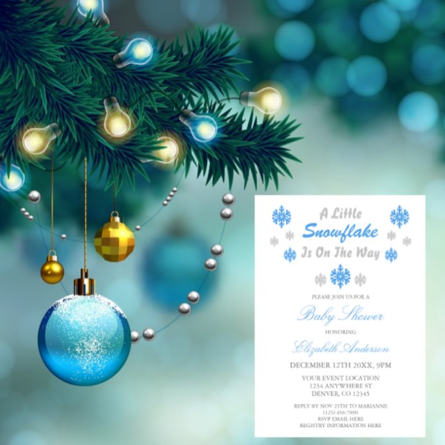 A Little Snowflake Is On The Way Baby Shower Invitation (Creator Uploaded)