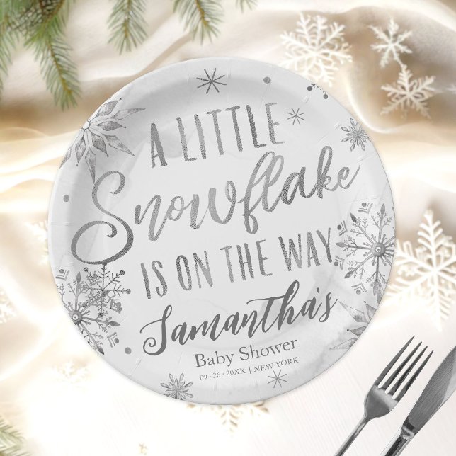 A little snowflake is on the way Baby Shower Paper Plate (Creator Uploaded)