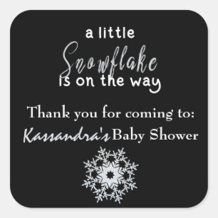 A Little Snowflake Is On The Way Baby Shower Square Sticker
