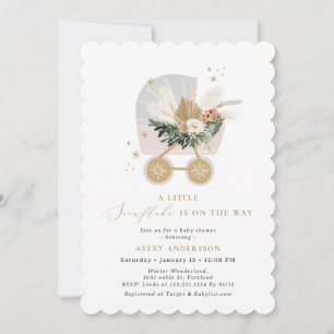 A Little Snowflake Is On The Way Girl Baby Shower Invitation