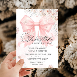 A Little Snowflake is on the Way Girl Baby Shower Invitation