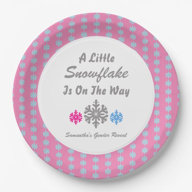 A Little Snowflake Is On The Way Paper Plate (Front)