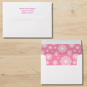 A little snowflake is on the way pink baby shower envelope