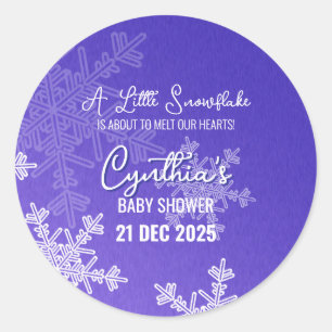 A Little Snowflake Minimalist Indigo Pattern  Classic Round Sticker