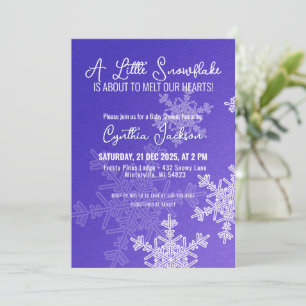 A Little Snowflake Minimalist Indigo Pattern Invitation