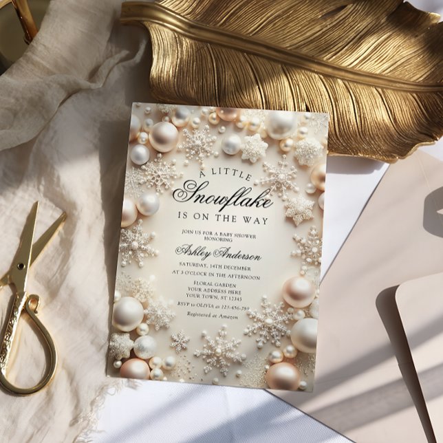 A Little Snowflake Neutral Baby Shower Invitation (Creator Uploaded)