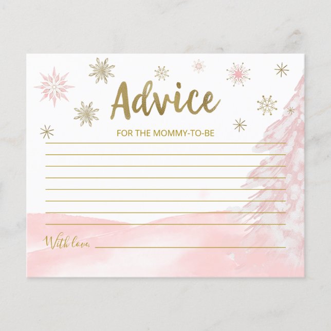 A little snowflake Pink Baby Shower Advice Cards (Front)