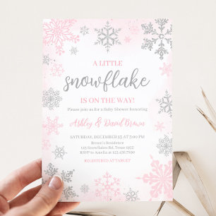 A Little Snowflake Pink Baby Shower Invitation