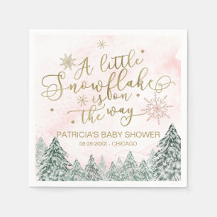 A little Snowflake Pink Baby Shower Napkin