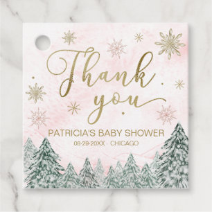 A little Snowflake Pink Baby Shower Thank You Favour Tags
