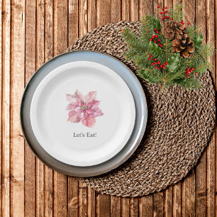 A little snowflake pink poinsettia lets eat  paper plate