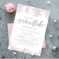 A Little Snowflake Pink Silver Winter Baby Shower