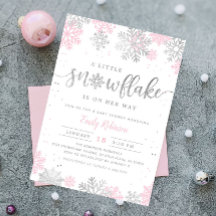 A Little Snowflake Pink Silver Winter Baby Shower