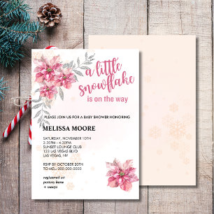 A Little snowflake pink snowflake pink poinsettia Invitation