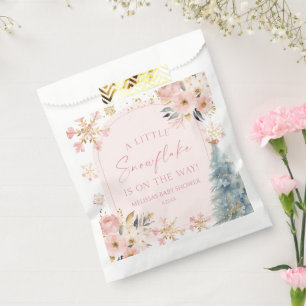 A Little Snowflake Pink Winter Baby Shower Favour Bags